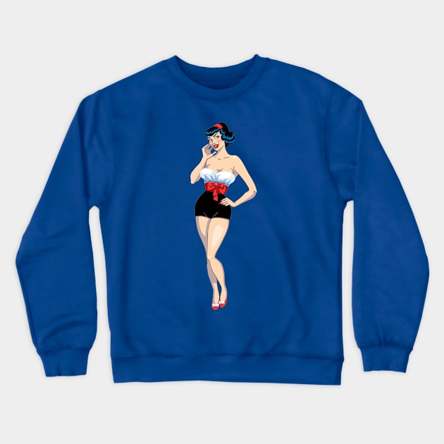 Pin Up Betty Crewneck Sweatshirt by AnishaCreations